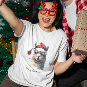 Cute Christmas Alpaca, custom T-Shirt