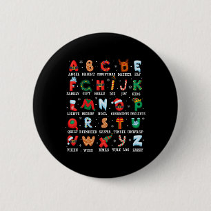 Cute Christmas Alphabet Kindergarten Preschool Tea 2 Inch Round Button