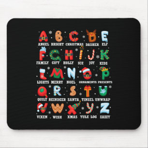 Cute Christmas Alphabet Kindergarten Preschool Tea Mouse Pad