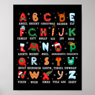 Cute Christmas Alphabet Kindergarten Preschool Tea Poster
