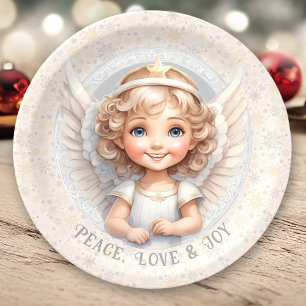 Cute Christmas Angel Paper Plates