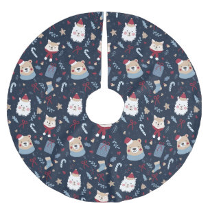 Cute Christmas Animals Brushed Polyester Tree Skirt