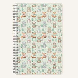 Cute Christmas Animals Seamless Pattern Notebook