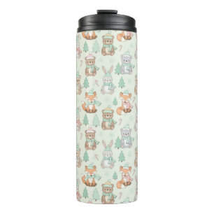 Cute Christmas Animals Seamless Pattern Thermal Tumbler