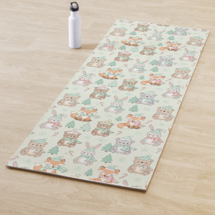 Cute Christmas Animals Seamless Pattern Yoga Mat