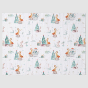 Cute Christmas animals winter pattern Tissue Paper