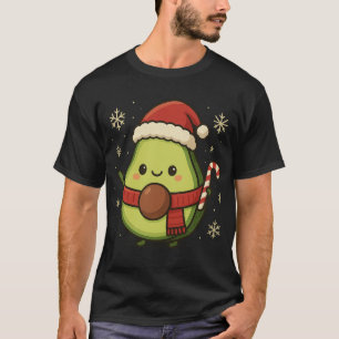 Cute Christmas Avocado with Santa Hat–Funny Holida T-Shirt
