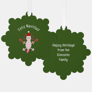 Cute Christmas Axolotl Custom Ornament Card
