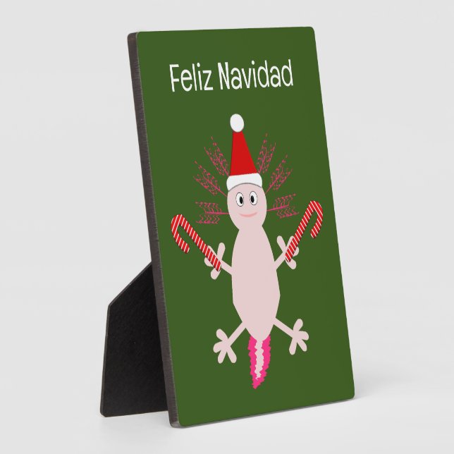 Cute Christmas Axolotl Custom Plaque (Side)