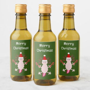 Cute Christmas Axolotl Custom Wine Label