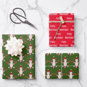 Cute Christmas Axolotl Custom Wrapping Paper Sheet