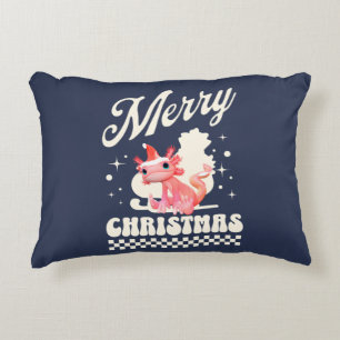 Cute Christmas Axolotl Merry Christmas Accent Pillow