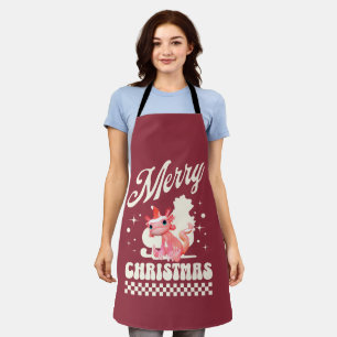 Cute Christmas Axolotl Merry Christmas Apron