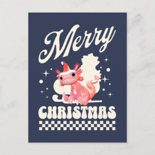 Cute Christmas Axolotl Merry Christmas Holiday Postcard