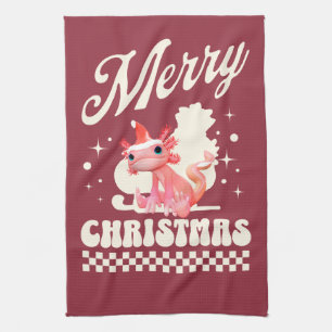 Cute Christmas Axolotl Merry Christmas  Kitchen Towel