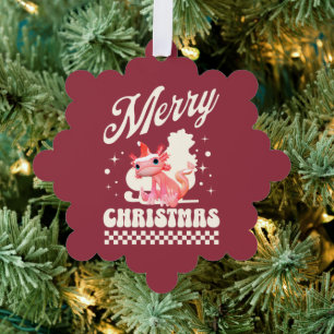 Cute Christmas Axolotl Merry Christmas Ornament Card