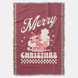Cute Christmas Axolotl Merry Christmas Throw Blanket