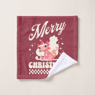 Cute Christmas Axolotl Merry Christmas Wash Cloth