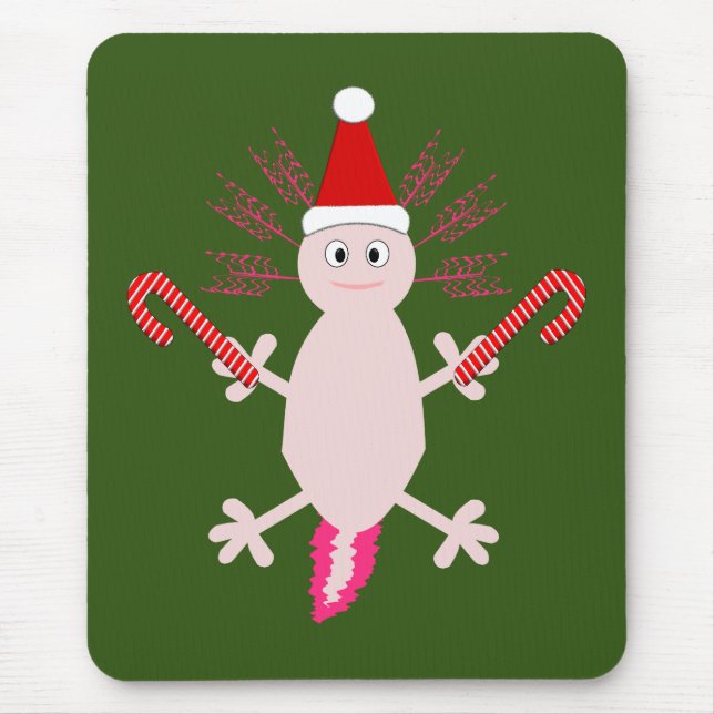 Cute Christmas Axolotl Mouse Pad (Front)