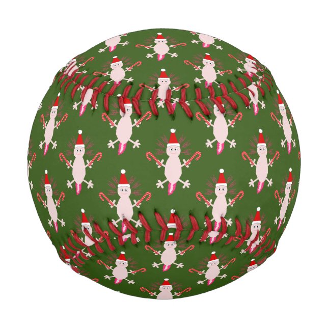 Cute Christmas Axolotl Patterned Baseball (Front)