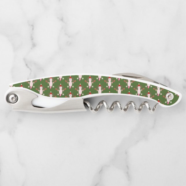 Cute Christmas Axolotl Patterned Corkscrew (Front)