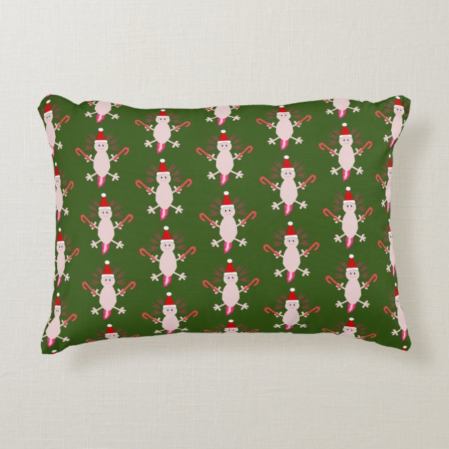 Cute Christmas Axolotl Patterned Double Side Accent Pillow (Front)