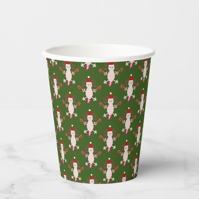 Cute Christmas Axolotl Patterned Paper Cups (Front)