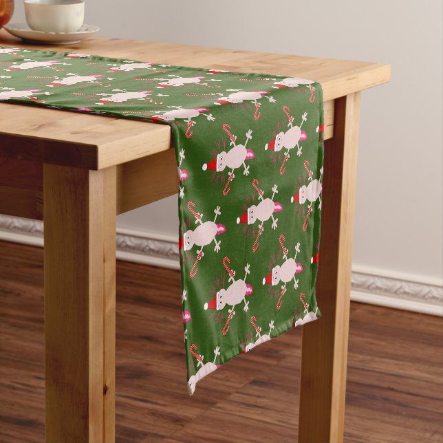 Cute Christmas Axolotl Patterned Short Table Runner (In Situ)
