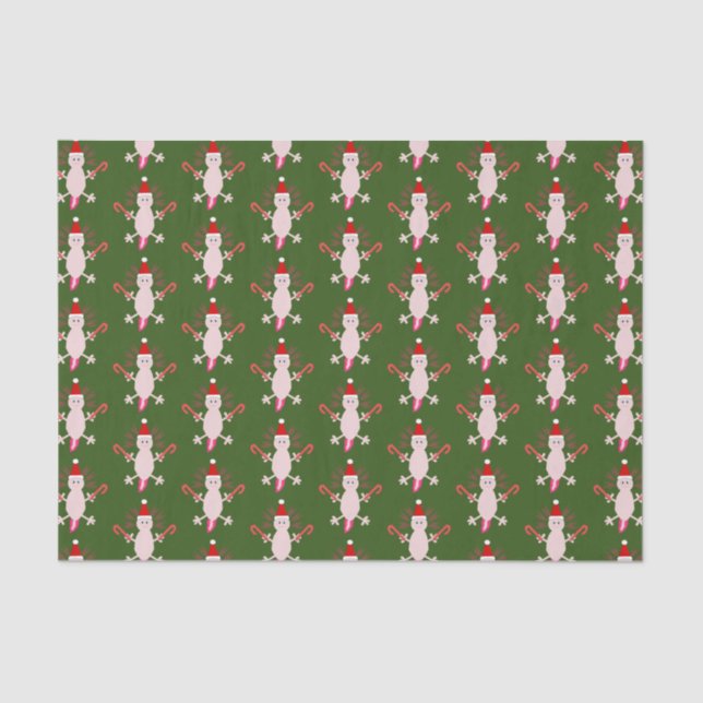 Cute Christmas Axolotl Patterned Tissue Paper (Front)