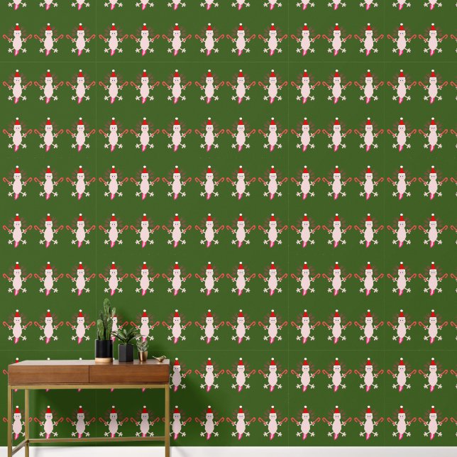 Cute Christmas Axolotl Patterned Wallpaper (Hallway)