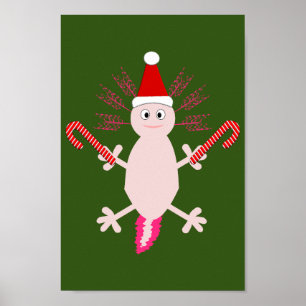 Cute Christmas Axolotl Poster