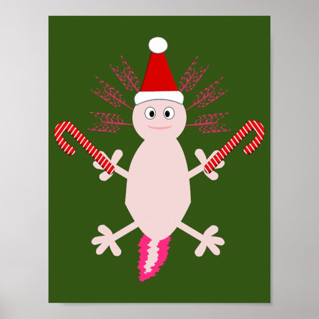 Cute Christmas Axolotl Poster (Front)