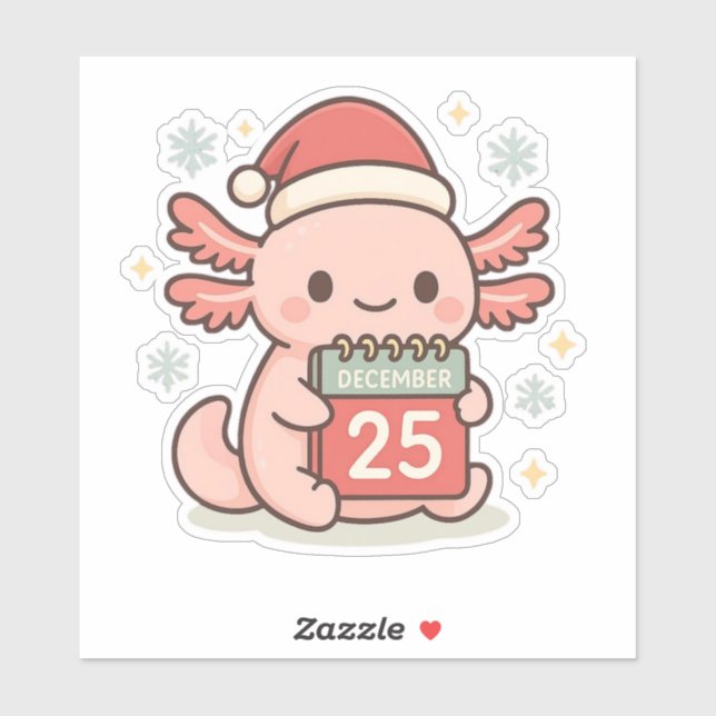 Cute Christmas Axolotl Sticker | Kawaii Holiday  (Sheet)