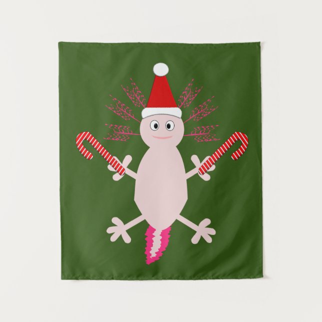 Cute Christmas Axolotl Tapestry (Front)