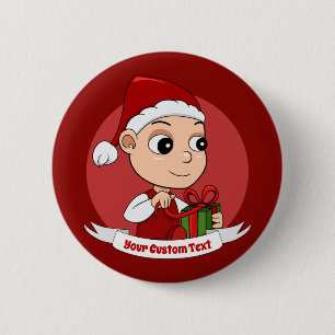 Cute Christmas baby cartoon Button