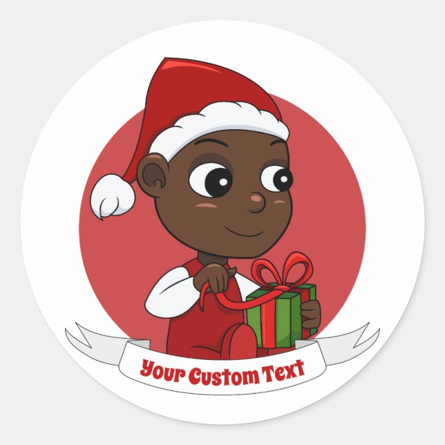 Cute Christmas baby cartoon Classic Round Sticker (Front)