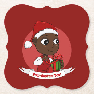 Cute Christmas baby cartoon Paper Coaster