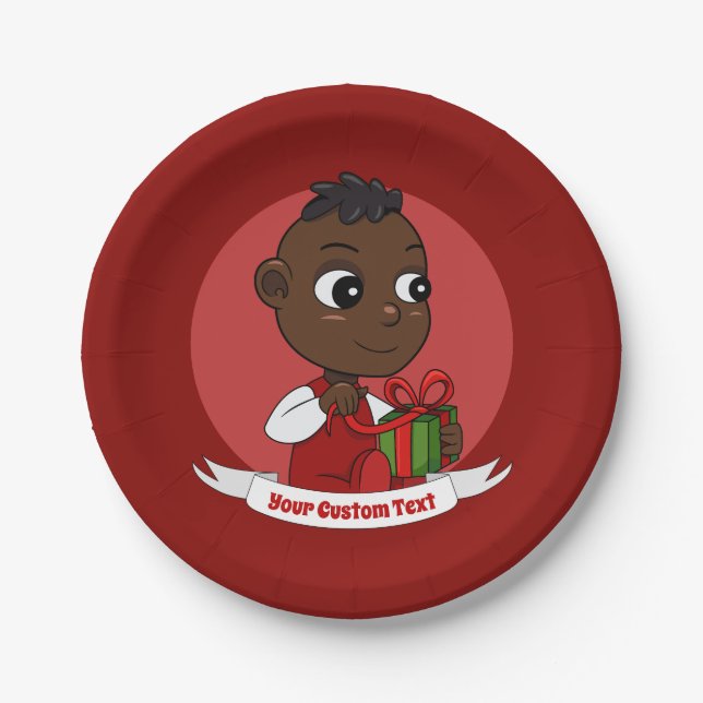 Cute Christmas baby cartoon Paper Plates (Front)