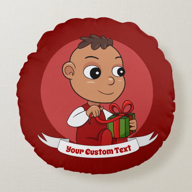 Cute Christmas baby cartoon Round Pillow (Front)