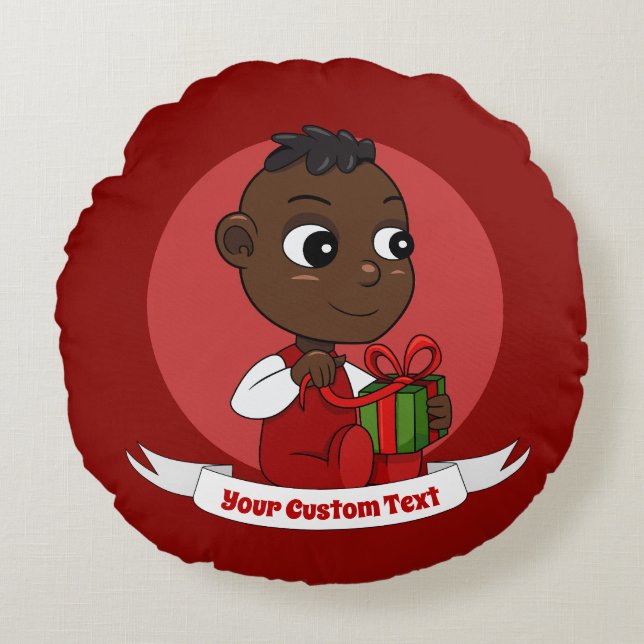 Cute Christmas baby cartoon Round Pillow (Front)