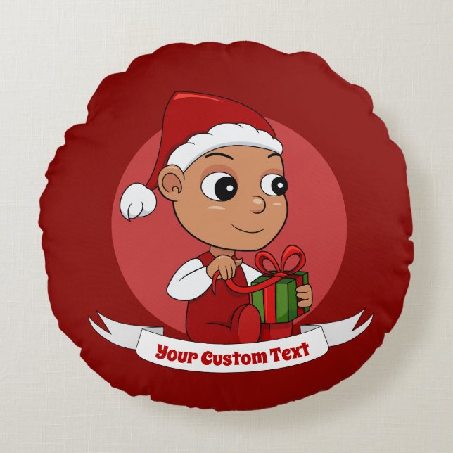 Cute Christmas baby cartoon Round Pillow (Front)