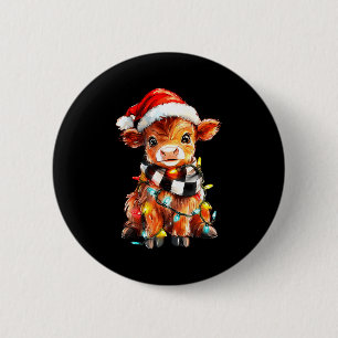 Cute Christmas Baby Highland Cow F Thanksgiving  2 Inch Round Button