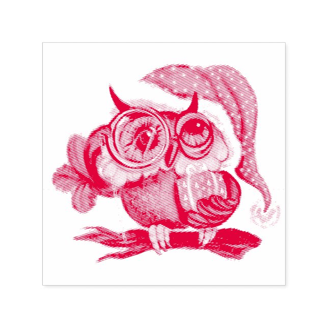 Cute Christmas Baby Owl Self-inking Stamp (Design)