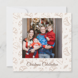 Cute christmas bakery croissant pattern invitation