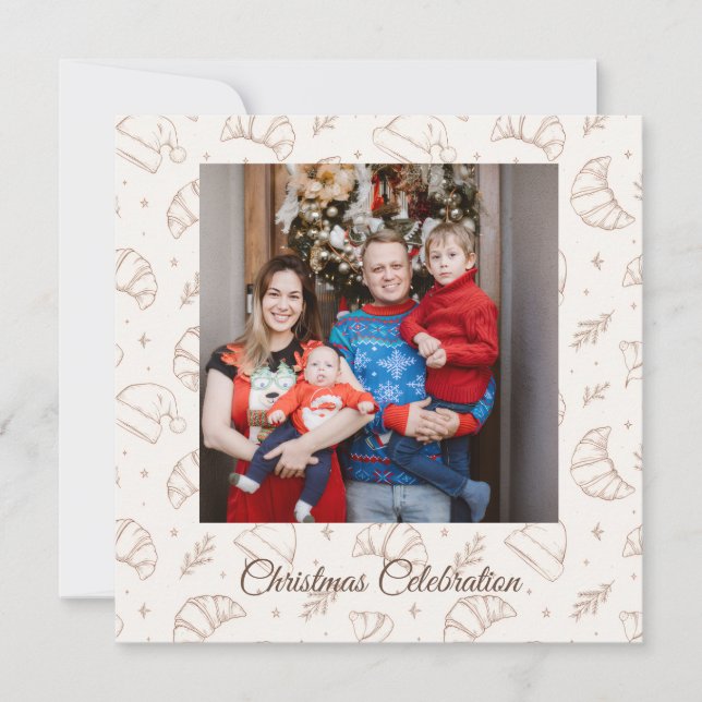 Cute christmas bakery croissant pattern invitation (Front)