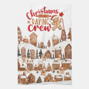 Cute Christmas Baking Crew Gingerbread Man Houses Kitchen Towel