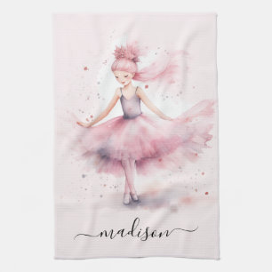 Cute christmas ballerina script name kitchen towel