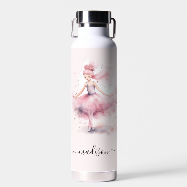 Cute christmas ballerina script name  water bottle (Front)