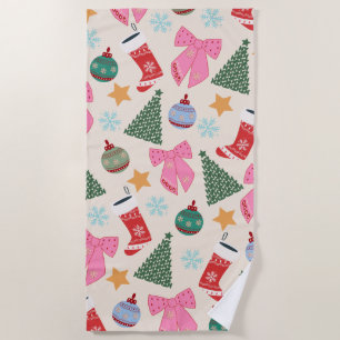 Cute Christmas Beach Towel
