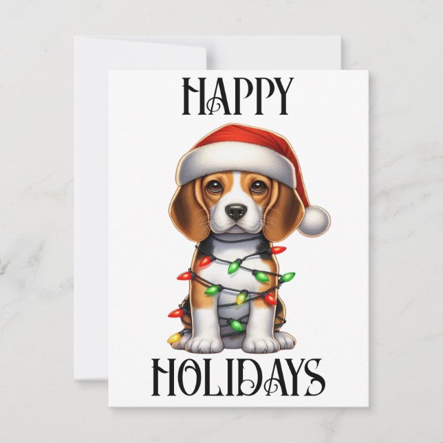 Cute Christmas Beagle Holiday Card (Front)